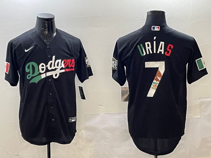 Men Los Angeles Dodgers #7 Urias Black Fashion 2025 Nike MLB Jersey style 4